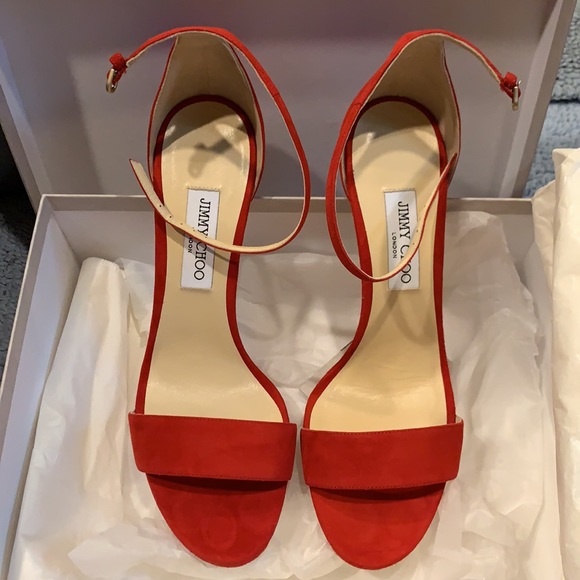 Jimmy Choo “Misty 120” Red Suede Stiletto - Picture 4 of 7